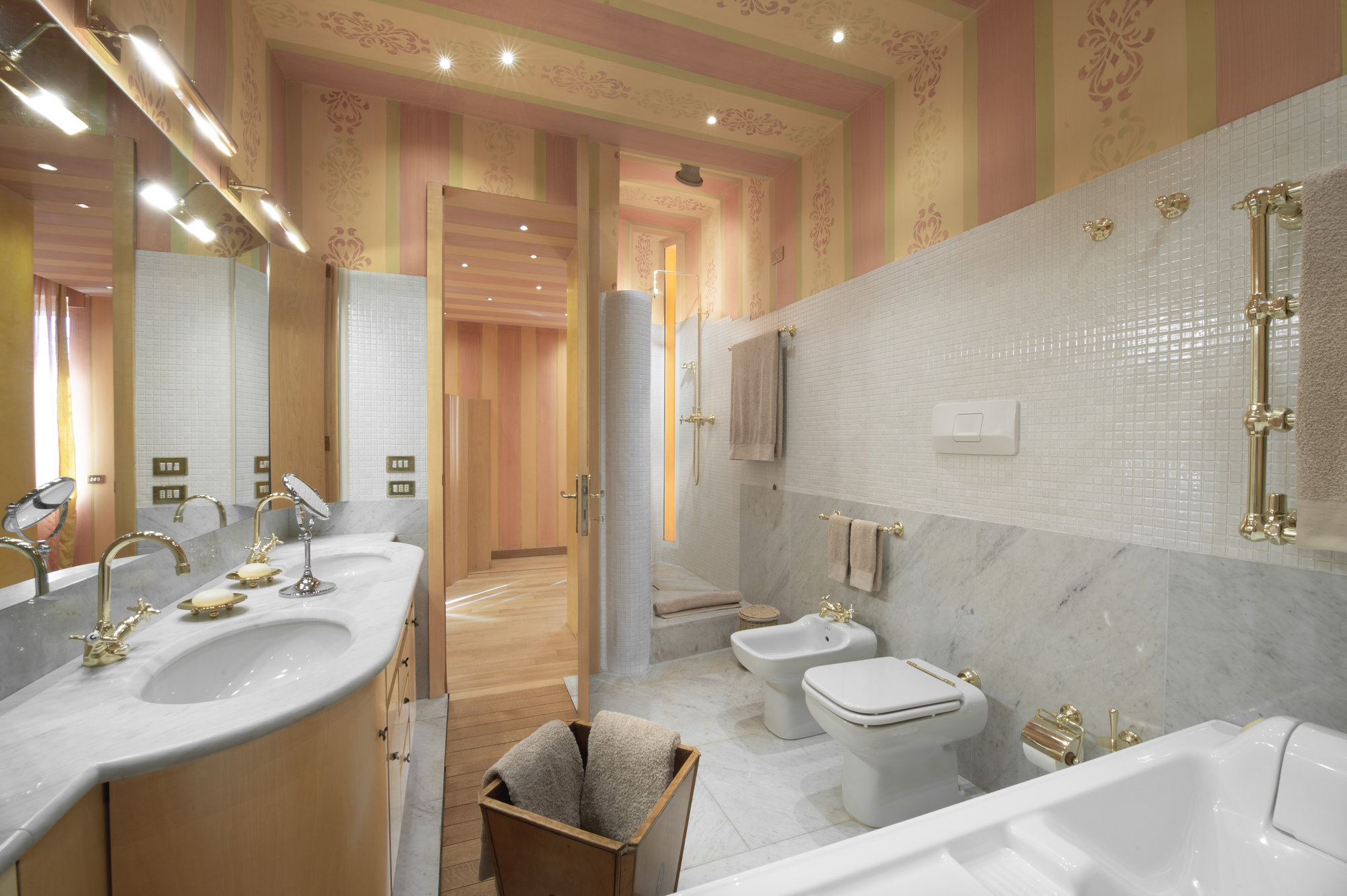 Marble bathroom with gold fittings