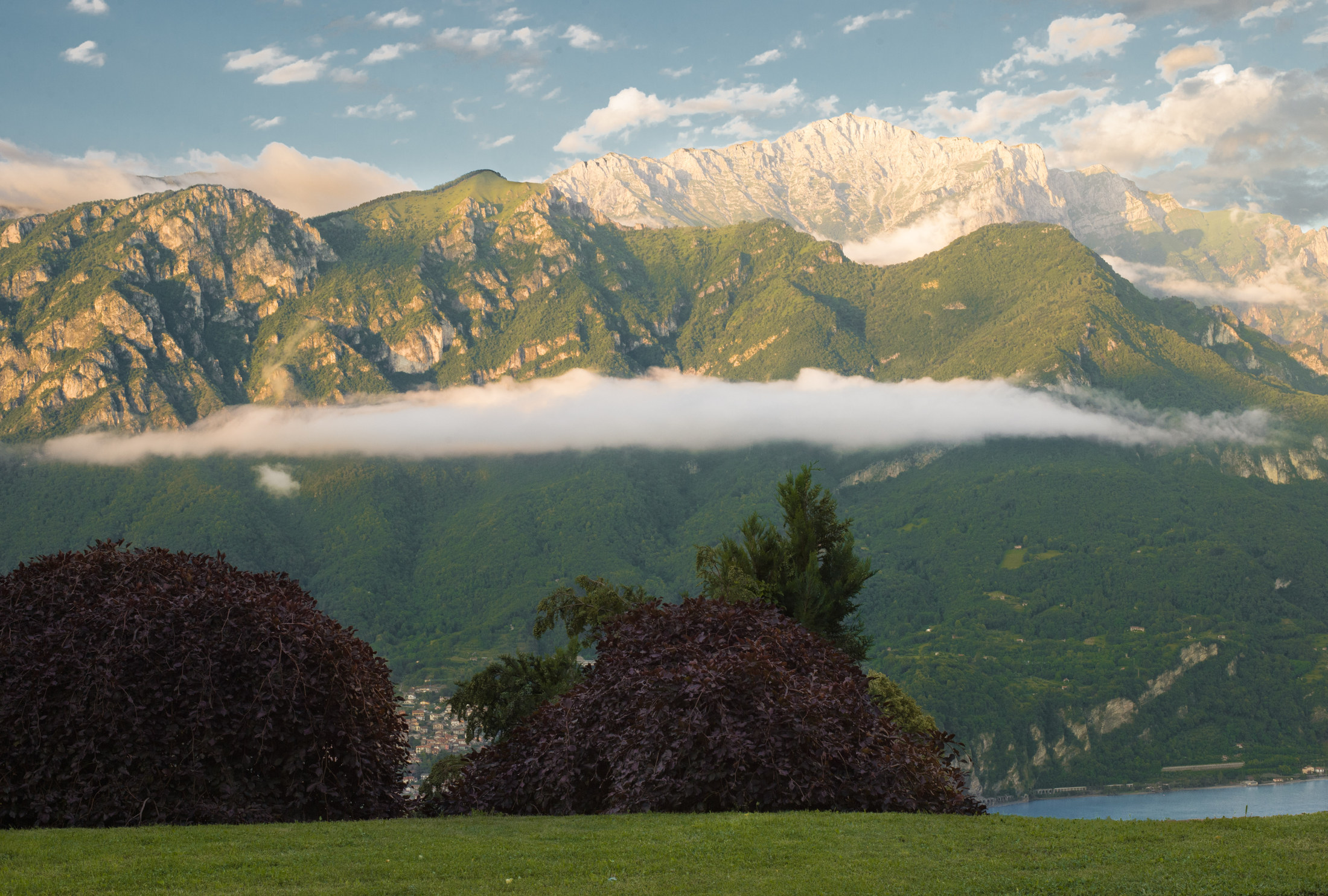 The Grigne mountains with low cloud, seen from the estate